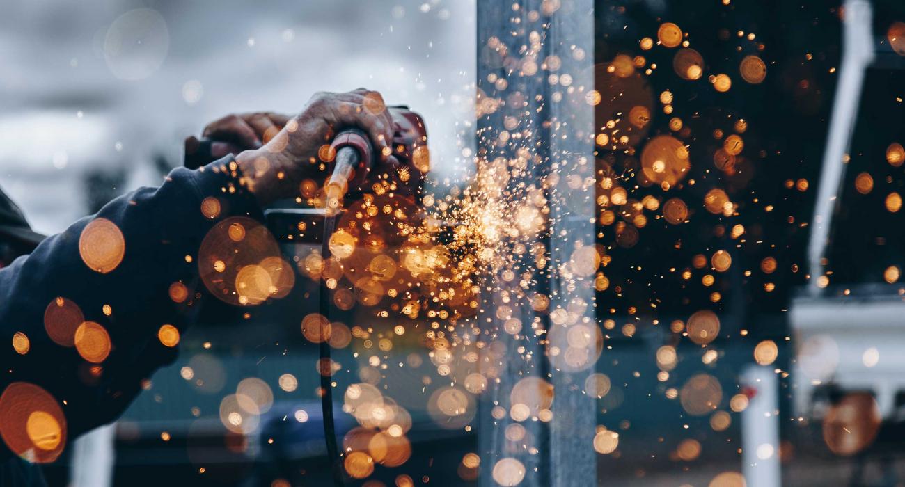 Industrial worker welding