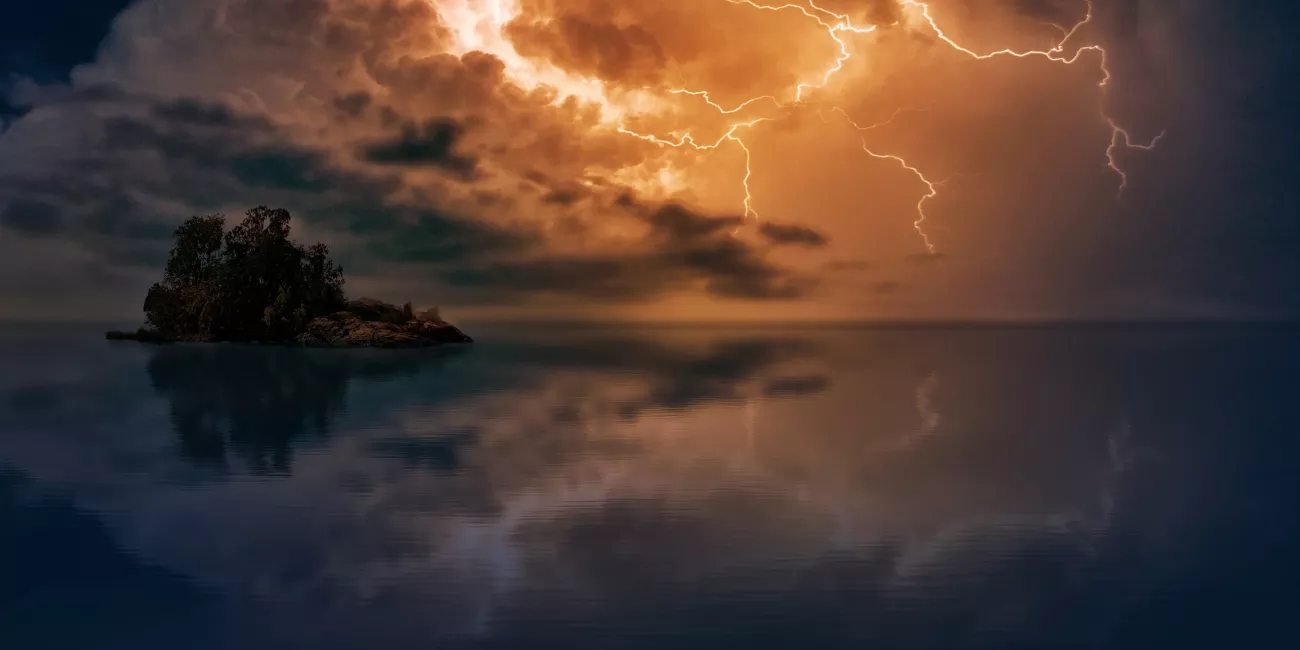 Lightning striking water